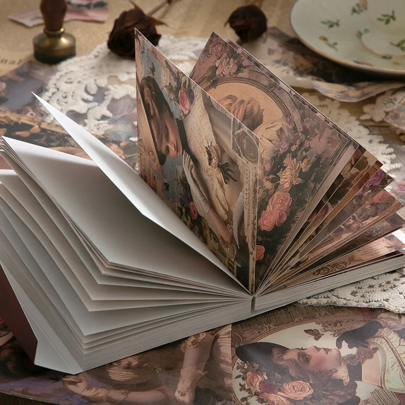 Mr. Paper, 120pcs，Retro Flower Girl Theme Base Decoration Landscape Material Paper, Scrapbook Notebook Diary Decoration Material