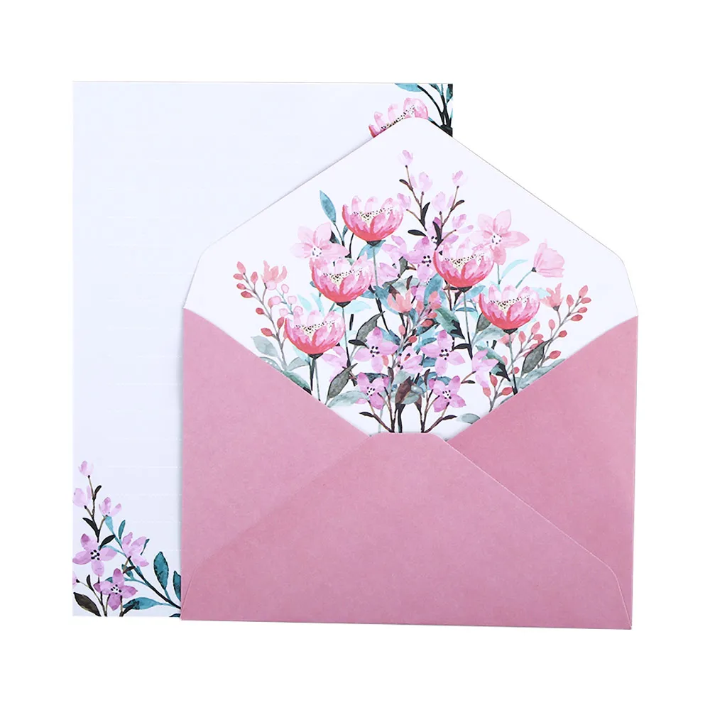 Valentine's Day Lovely Gift Invitation Birthday Party Wedding Letter Paper Greeting Card Writing Paper Flowers Envelope