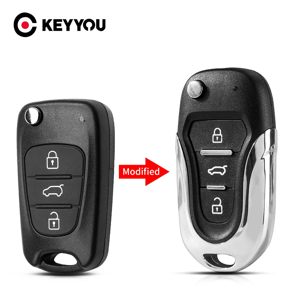 KUNIO Custodia Portachiavi In TPU Per Hyundai (i20, I30, I35, IX20, IX35, Accent, Fit) E Kia (Picanto, Sportage, K5) - 3 Pulsanti, Nero