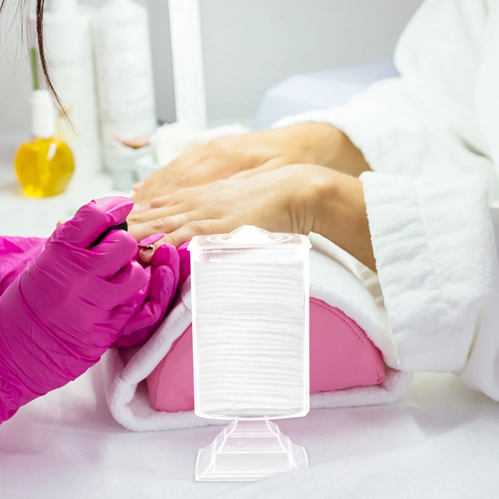 Support pour tampons démaquillants, organisateur de tampons de coton en plastique Transparent, support haut, boîte de rangement pour lingettes à ongles pour vanité