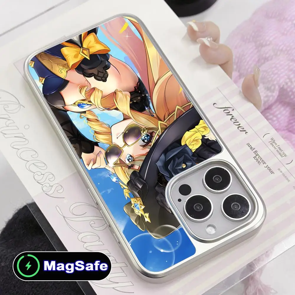 

Game GI Navia Silver Plating Magsafe Mobile Phone Case for iPhone 17 16 15 14 13 12 11 Air Pro Max Plus Colorful Cover