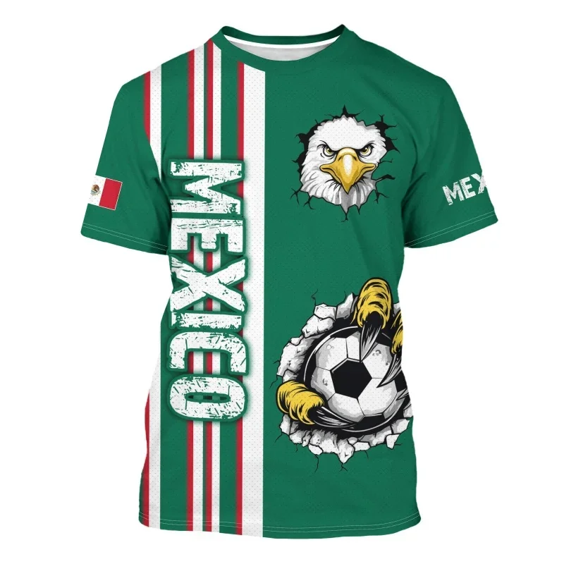 

Outdoor Soccer Sports men t-shirt Mexico Aztec Eagle 3D Print Jerseys Casual O-neck Loose short sleeve tee Fashion Fan y2k Tops