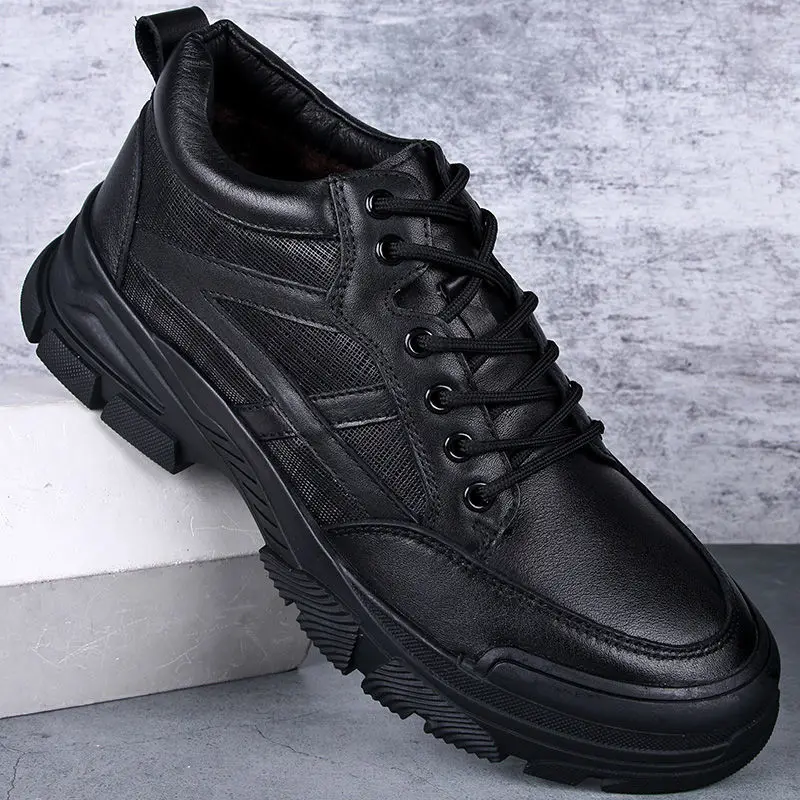 Real Genuine Leather Shoes Men Camper Sports Outdoor Casual Walking Cowhide Sneaker Hiking Climbing Camping Mountain Black 2024