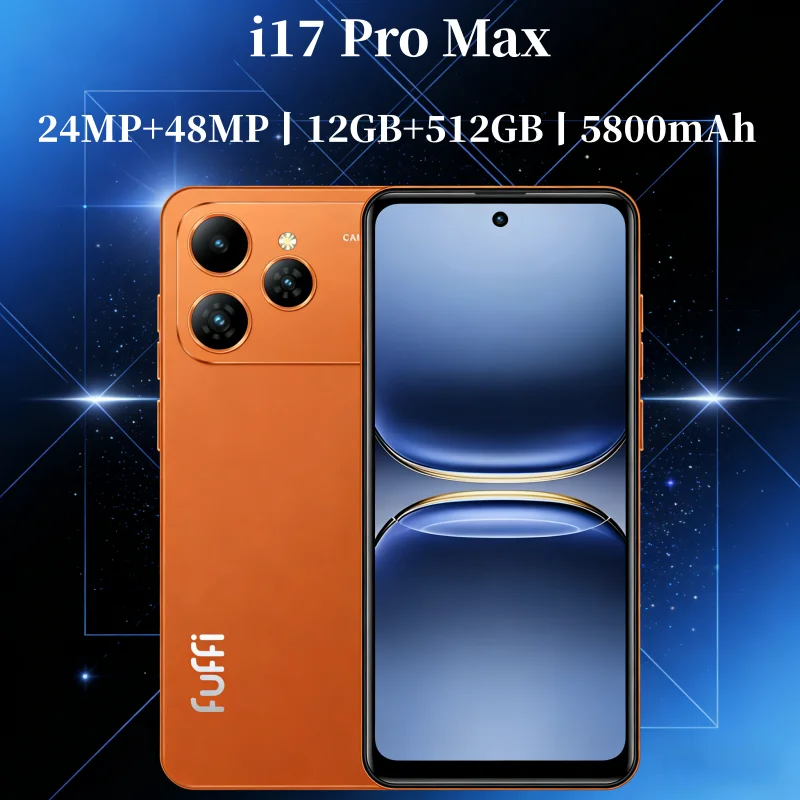 Global Vision I17 Pro Max Smartphone Android 5800mAh 12GB RAM 512G ROM 6.56Inch 720x1612HD 24+48MP MTK10 4G Network Mobile Phone