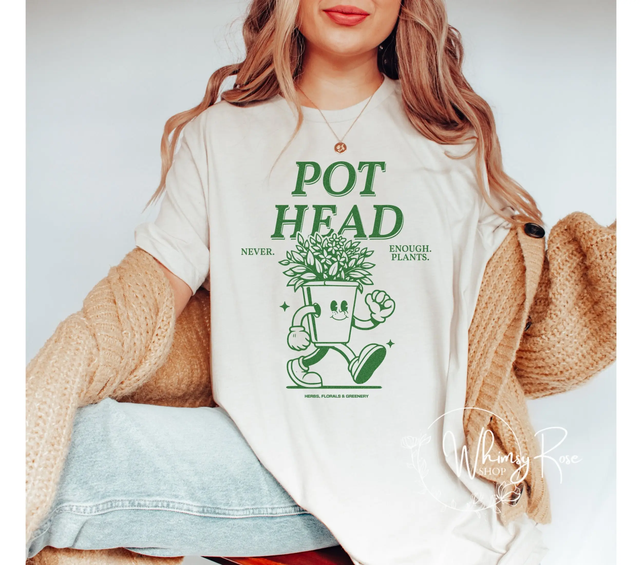 Pot Head T Shirt Never Enough Plants Plant Mama Pottery Lover Funny Planter Gardening Humor Botanical