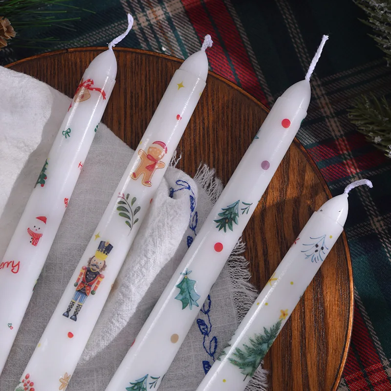 25 سنتيمتر عيد الميلاد مطبوعة طويلة الجذعية شمعة عيد الميلاد ديكور المنزل شمعة الزفاف وعطلة حفلة الحلي هدية شمعة دخاني