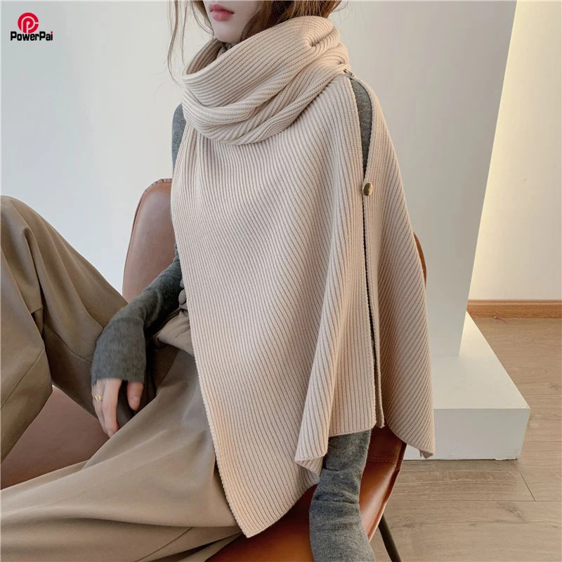 Novelty Magic Knit Scarf Delicate Button Korean Style Shawl Fashion Warm Poncho Cape Fall Winter Wool Neckerchief Versatile