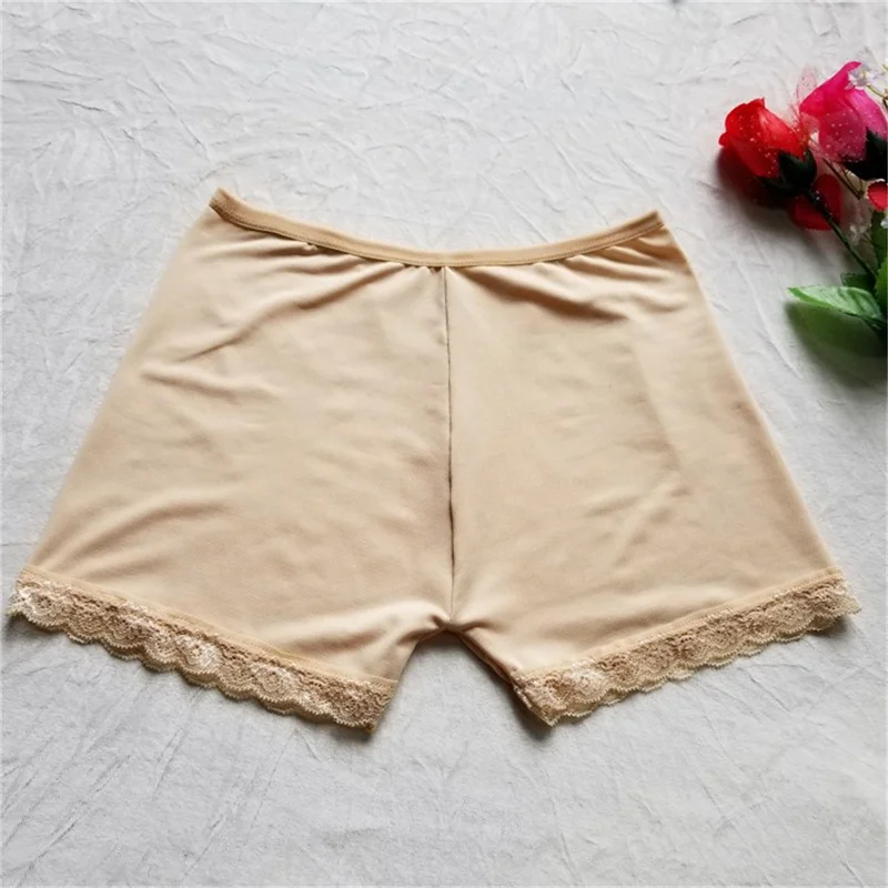 1pc Summer Underwear Shorts Sexy Silk Ice Pants White/Black/Nude Women Safety Short Pants Gifts For Women 80-110 Kg