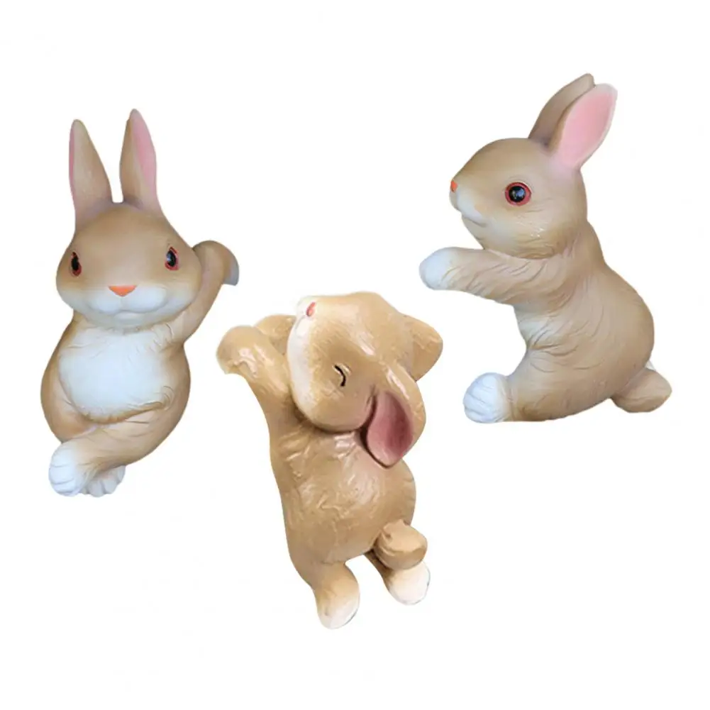 Waterproof Rabbit Figurine 3pcs Climbing Bunny Figurines Set Resin Rabbit Statues for Garden Decor Outdoor Flower Pot Hanger