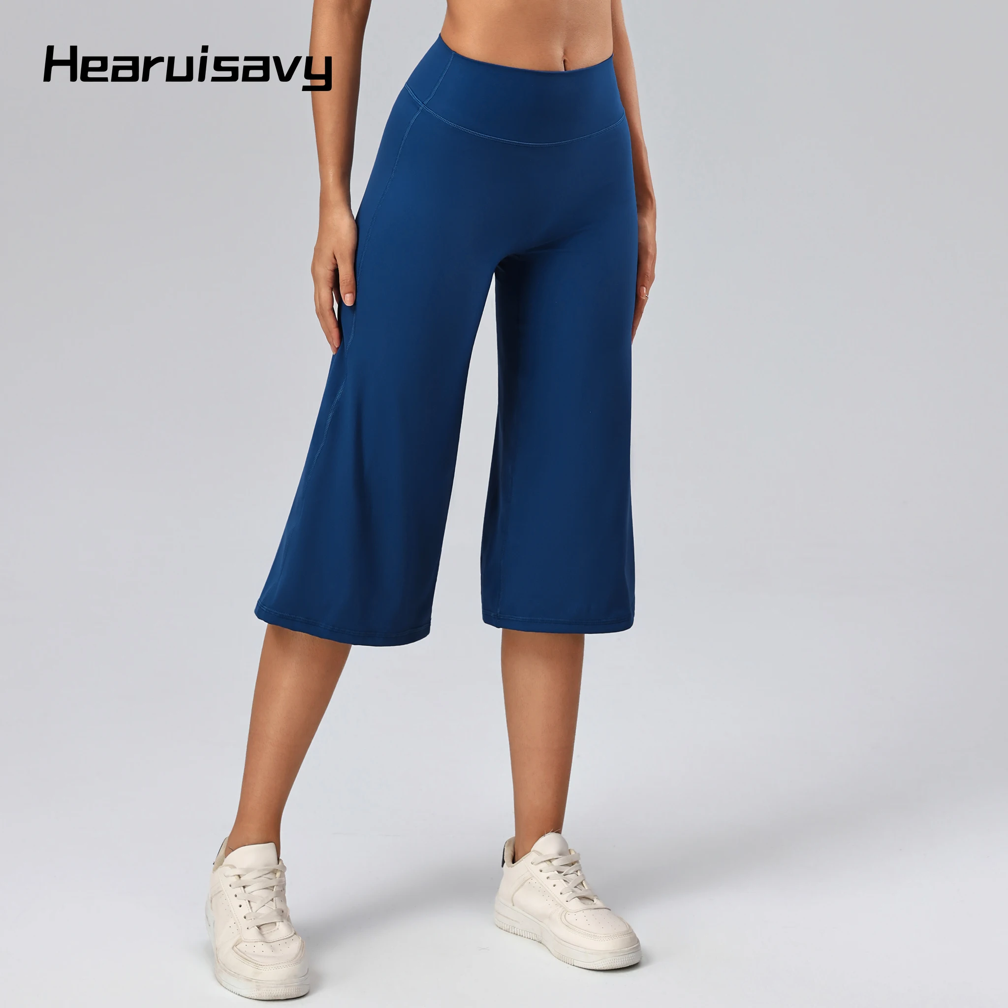 Hearuisavy Women Sports Capri Pants High Waist 3/4 Length Wide Leg Comfortable Fit Yoga Pants Workout Gym Fitness Capris Female