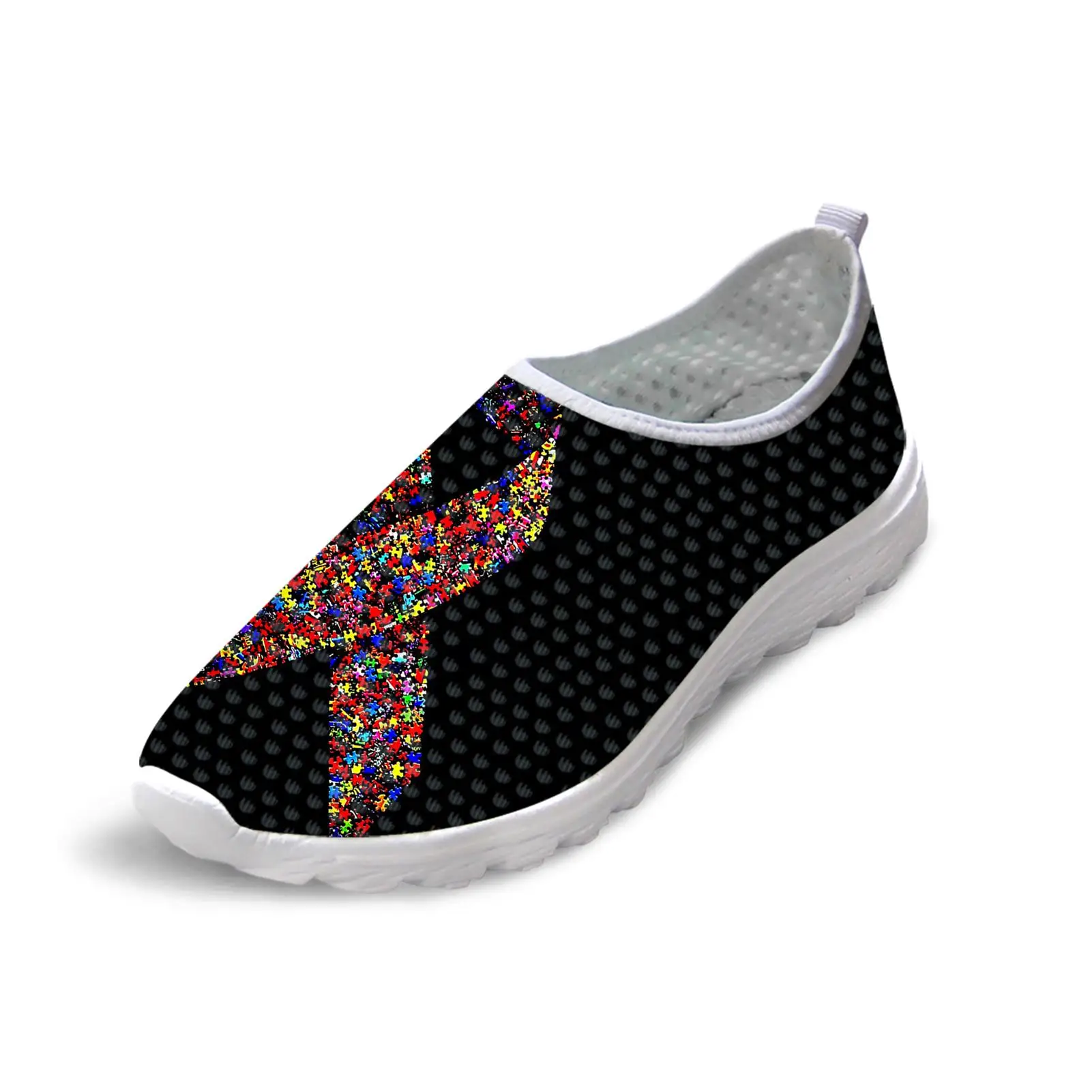 Autism Days Awareness Print Flats Womens Mesh Running Shoes Girls Platform With Cartoon Help Pattern Shoe Zapatos De Mujer