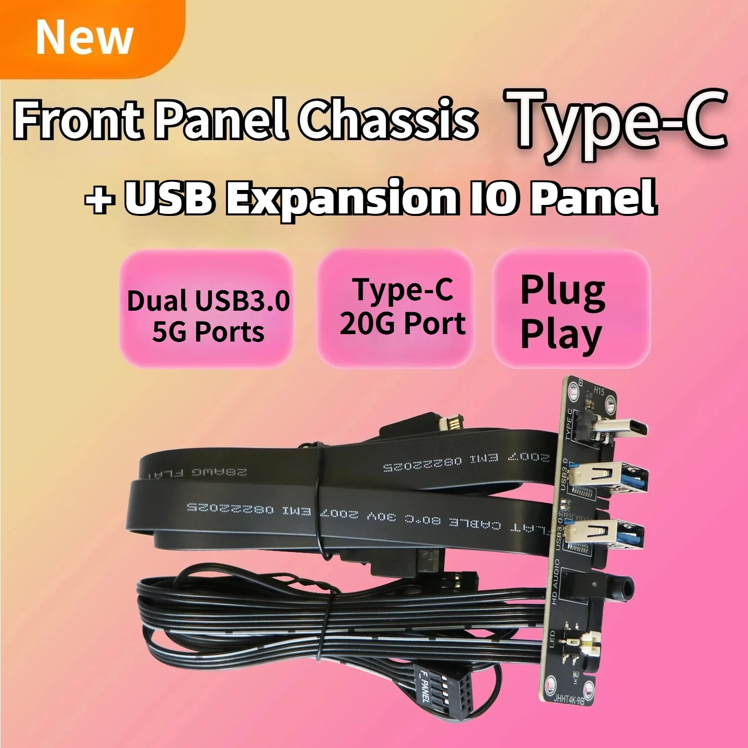 USB-Chassis-Motherboard-Erweiterungs-IO-Anschlüsse Dual USB 3.0 USB A 5G TYPE C 20Gbps AUDIO-Schalter Frontplattenadapterkabel 30CM 50CM