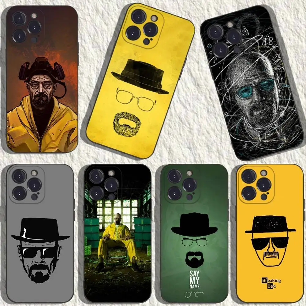 

B-Breaking Bad H-Heisenberg Phone Case For iPhone 16,15,14,13,12,11 Plus,Pro Max,XS,X,XR,SE,Mini,8,7,Soft Silicone Black Cover