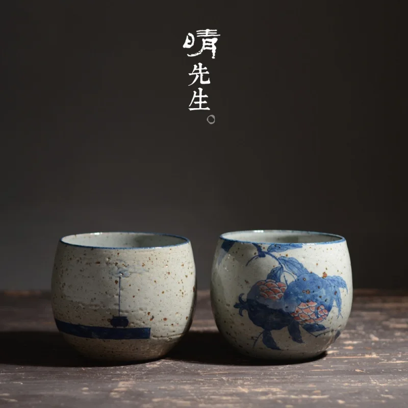 

★Mr. Qing Handmade Vintage Hand Painted Blue and White Ceramic Large Washed Tea Basin Jianshui Slag Bucket Cup Wash Tea Ceremony