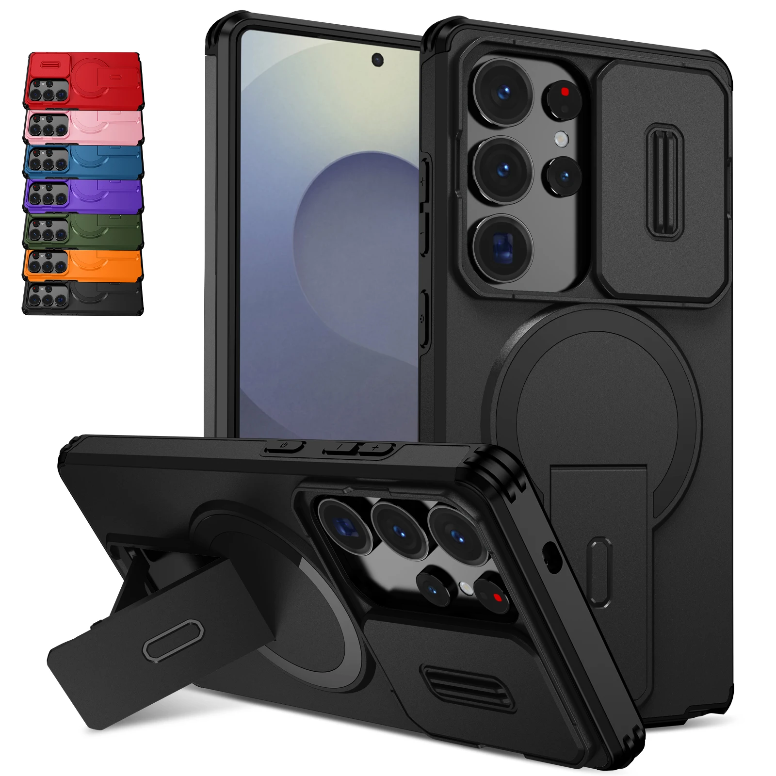 Objektivschutz Kamera Handyhülle für Samsung Galaxy S25Ultra S24Ultra S25 S24 Plus S24FE S25FE S24 S25 Magnetische Ständerabdeckung