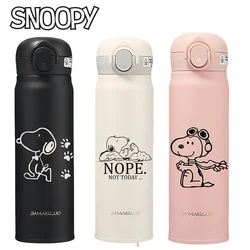 500ML Snoopy Thermos Bottle with Cover Stainless Steel Vacuum Flask Insulated Water Bottle Travel Cup for Children Coffee Mug