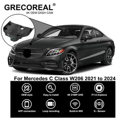 GRECOREAL 4K Dash Cam Front and Rear 2160P WiFi Car Dual Dashcam Plug Play Compatible with Mercedes Benz C Class W206 C-Class