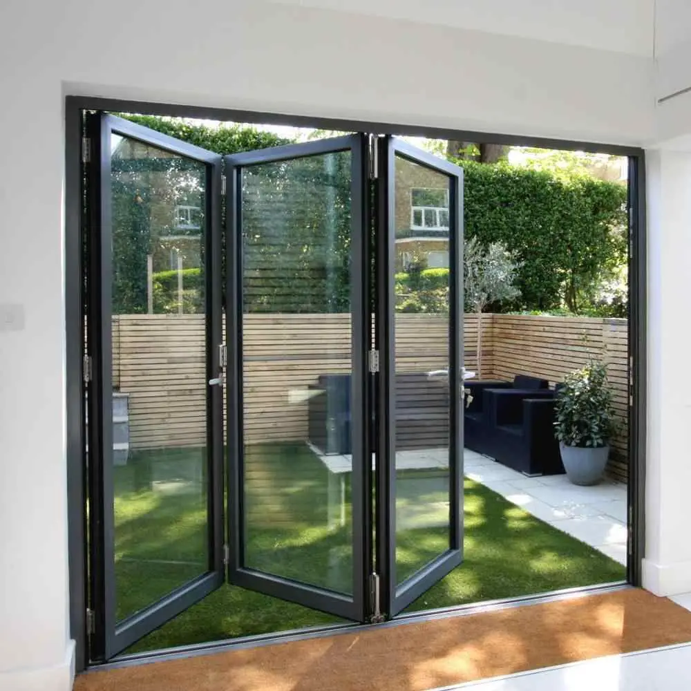 High Strength Windproof Aluminum Frame Folding Door Waterproof Accordion Folding Doors Large Sized Outdoor Stacking Doors
