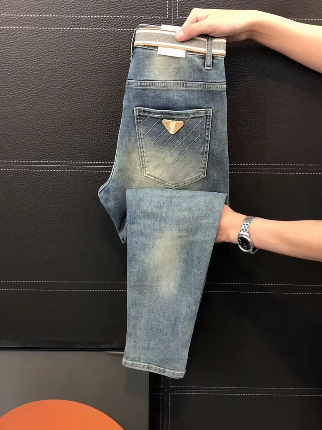 

Faionable Busin Men's Jeans High Waist Slim Fit Straight Leg Antimicrobial Water Waed Youthful Trend Winter Collection