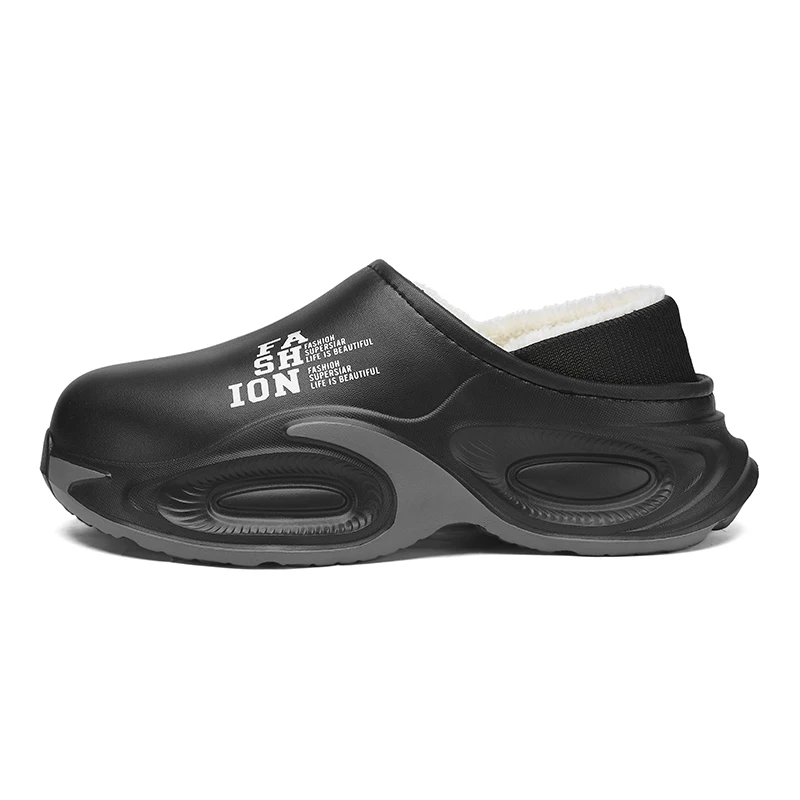 

Fashion Winter Men's Cotton Slippers Outdoor Warm Shoes Indoor Slides Male Waterproof House Bedroom Non-slip Plush Warm Slippers