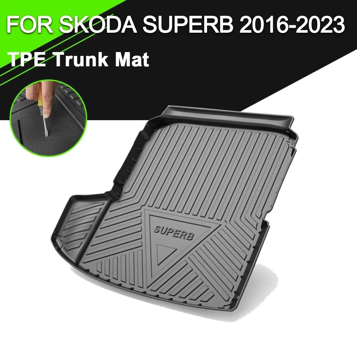 

Car Rear Trunk Cover Mat Rubber TPE Non-Slip Waterproof Cargo Liner Accessories For Skoda Superb 2016-2023