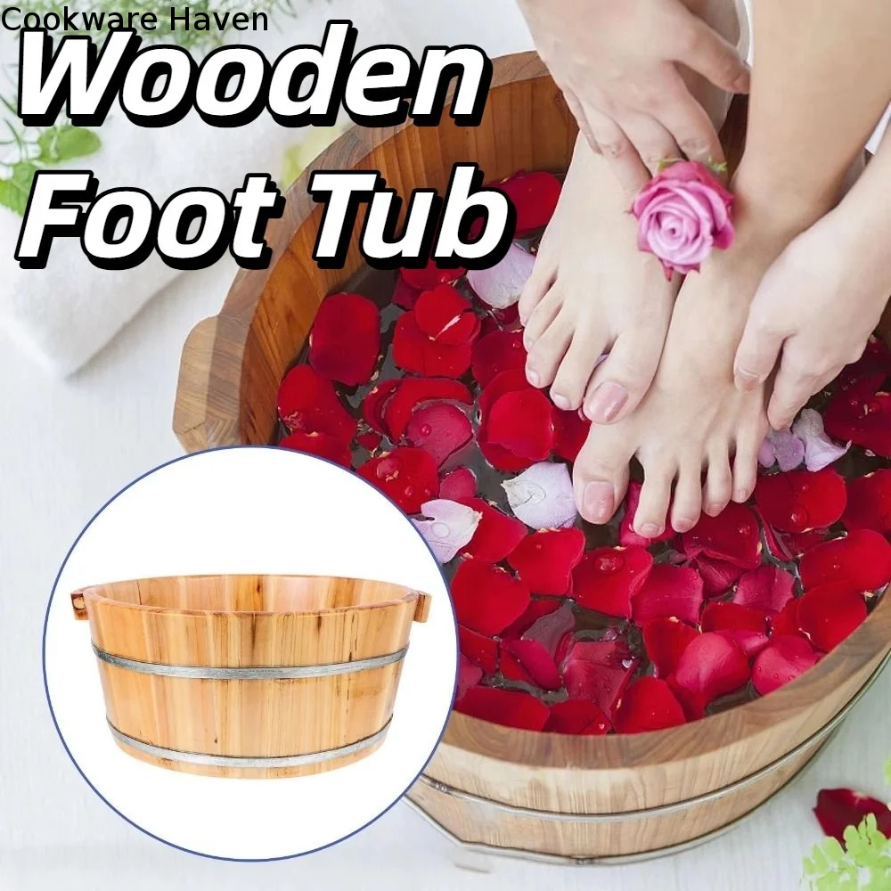 Anti-Leak Wooden Foot Tub Large Thickened Bucket for Soaking Feet Easy To Carry Thermal Foot Soaking Spa Bucket Dormitory