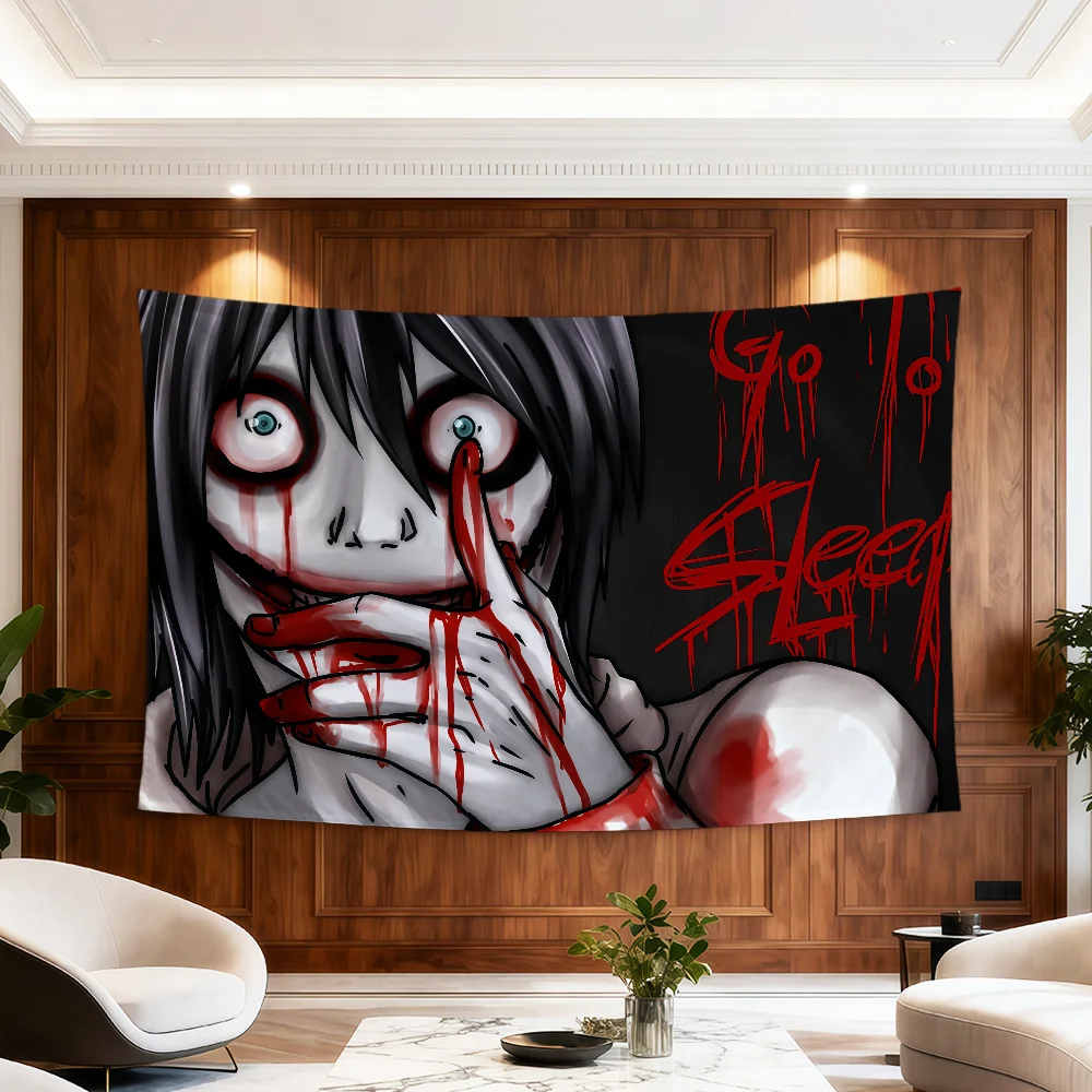 Cartoon Jeff The Killer Flagge für Zimmer, Wohnheim, Party, Hogar, Nachttisch, Wohnzimmer, Wandbehang, Gartendekoration, Banner, Geschenk – Detail 14