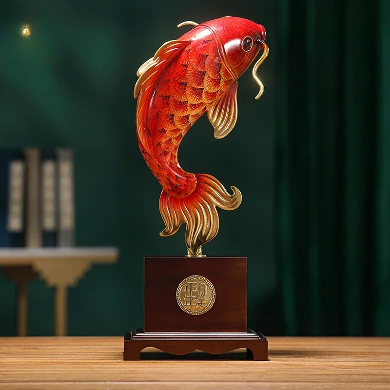 Yuyue Gaosheng Brass Fish Ornament Home Living Room Entrance Office Ornament