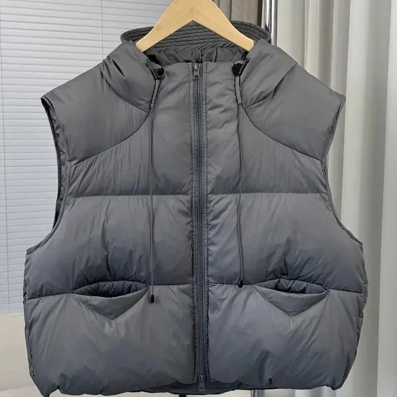 

2025 Autumn Winter New Down Cotton Vest Women Short Korean Hooded Casual Sleeveless Warm Female Parka Waistcoat Jacket Ladies