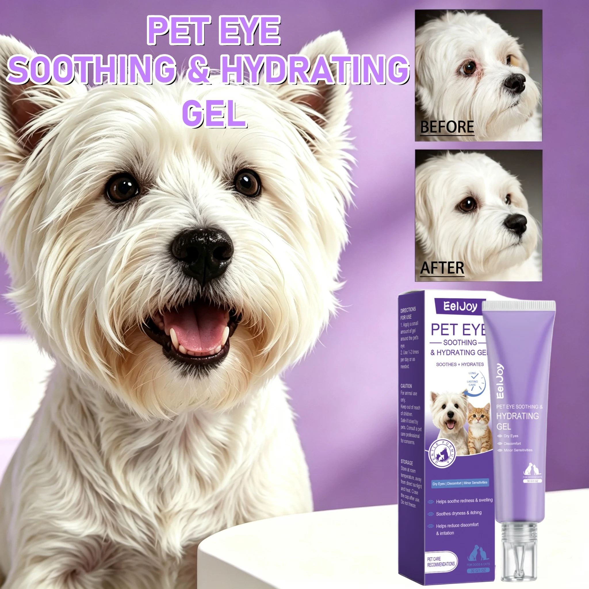 Gentle Pet Eye Soothing Gel Reduce Redness Swelling Daily Pets Grooming Health Care Tear Stains Dry Eye Relief Gel For Dogs Cat