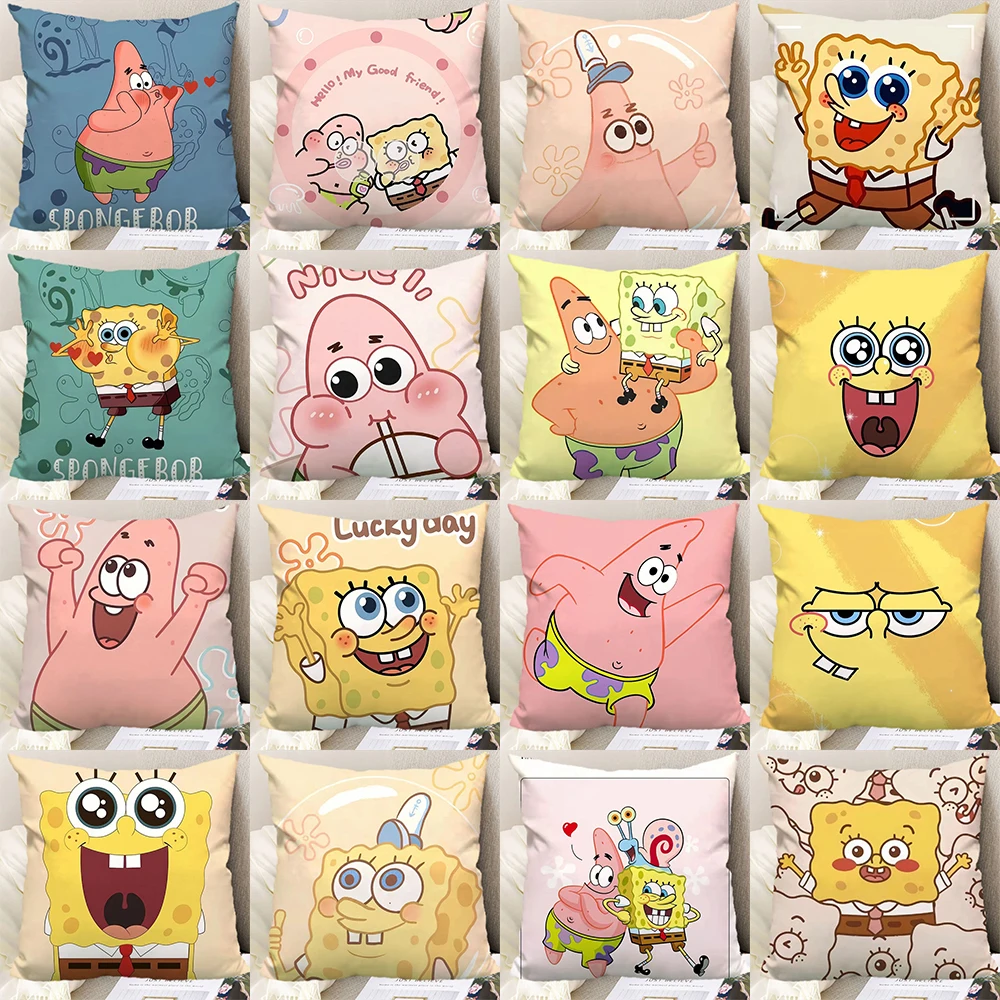 SpongeBob SquarePants pillowcase cartoon cute happy Patrick pillowcase sofa cushion cover home room decoration children gift