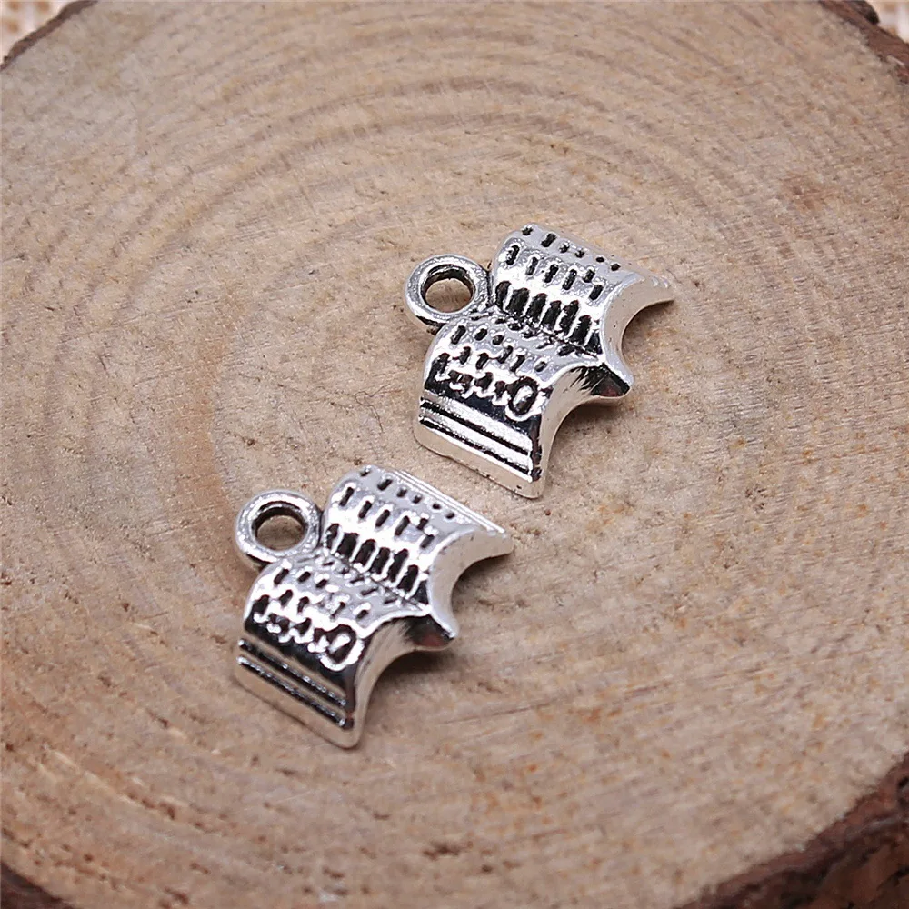 40pcs 11x12mm(0.43x0.47inch) Antique Silver Color Book Charms Vintage DIY Jewelry Findings
