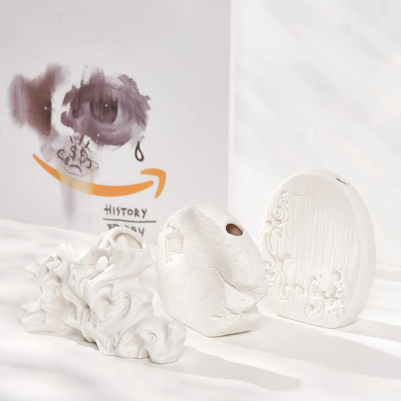 

Ceramic vase - white modern creative simple flower arrangement decorative piece - tabletop flower container