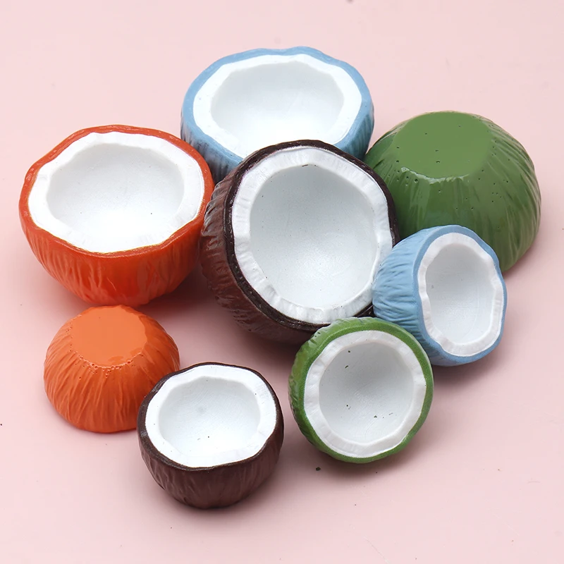 4/40 pièces, coquille de noix de coco décorative, imitation de fruit, jouet miniature, pendentif pour porte-clés, accessoire de bricolage, matériau de décoration pour réfrigérateur.