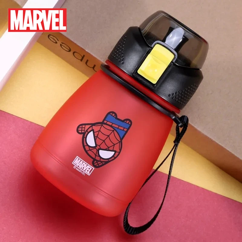 

Marvel Spider Man Water Cup Drinking Straw Cartoon Outdoor Sport Strap Portable Plastic Water Bottle Baby Children Student 390ml