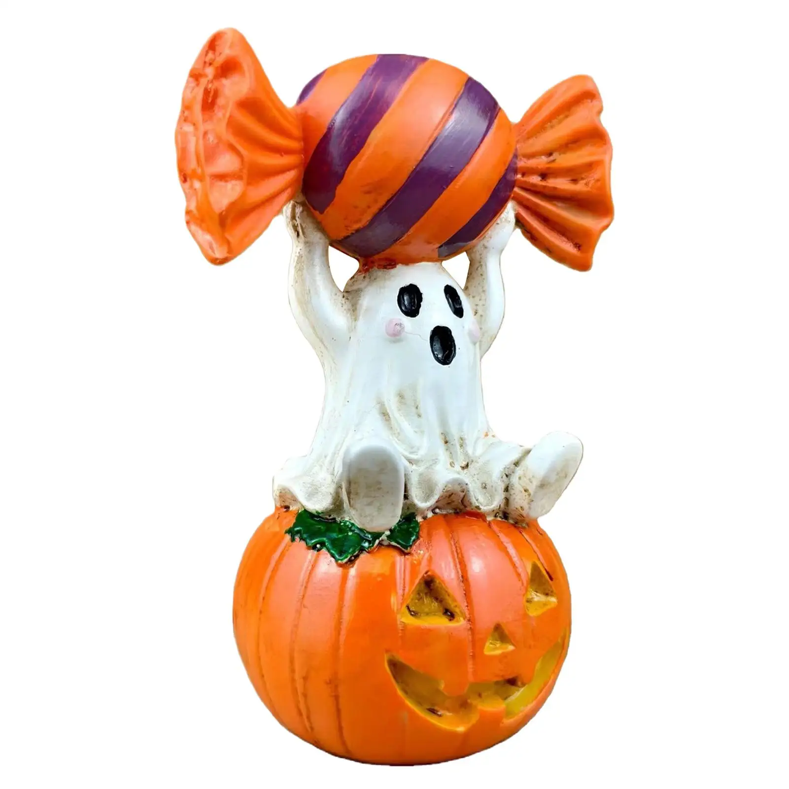Ensemble de mini figurines d'Halloween, sculptures de bonbons en forme de fantôme et de citrouille, ornements exquis, statues de bureau festives, décoration de la maison