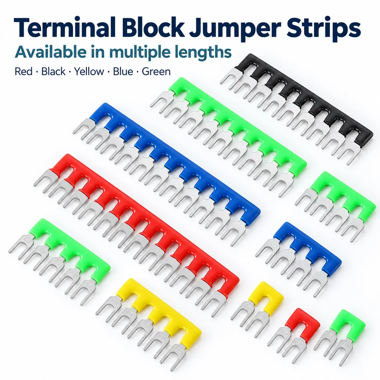 20 Pieces 15/25/45A Various Positions Pre Insulated Fork Type Terminal Connection Strip Barrier Jumper Connection Five Colors