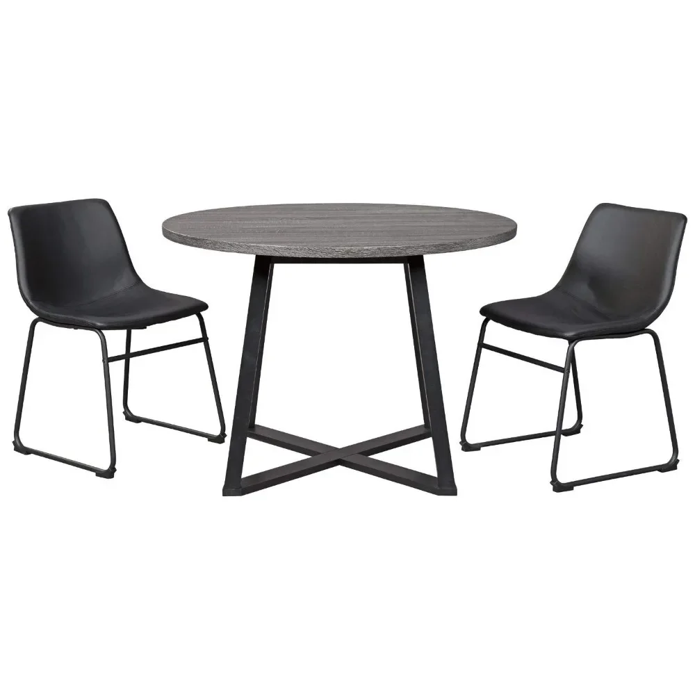 Centiar Mid Century Round Dining Room Table Gray & Black Freight Free Furniture Home