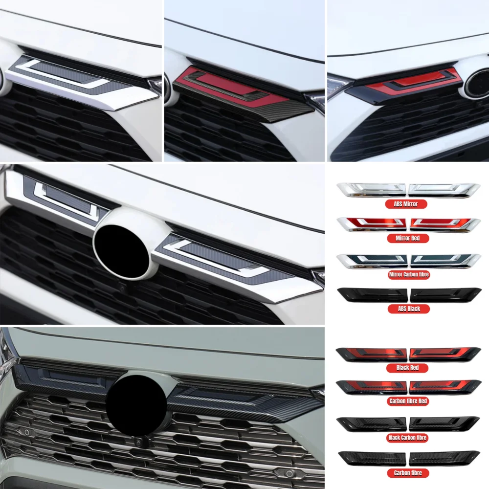 

For Toyota RAV4 RAV 4 2019-2023 XA50 Hybrid Car Front Bumper Grille Grills Strip Trims Cover Decoration Stickers Accessories