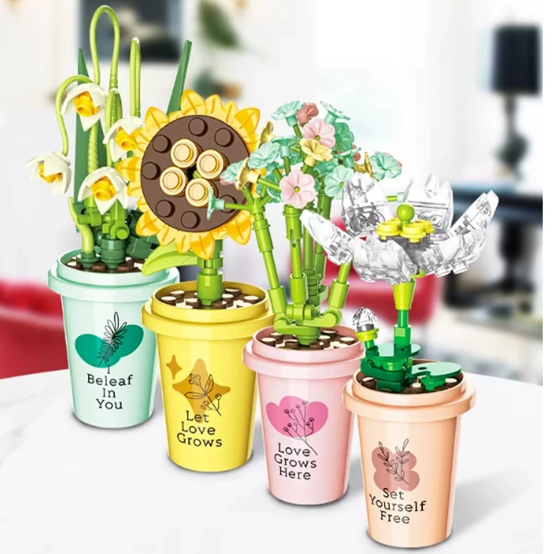 

Строительный блок JAKI, сочные горшечные растения, украшения в китайском стиле, китайское очарование, искусство и творчество, поворотная чашка, чашка для чая с молоком