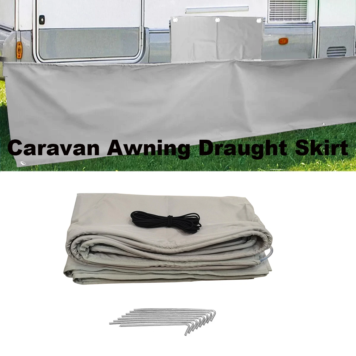 RV Caravan Awning Draught Skirt Set 7m Length X 50cm Deep Motorhome Draft Campervan replacement Accessories