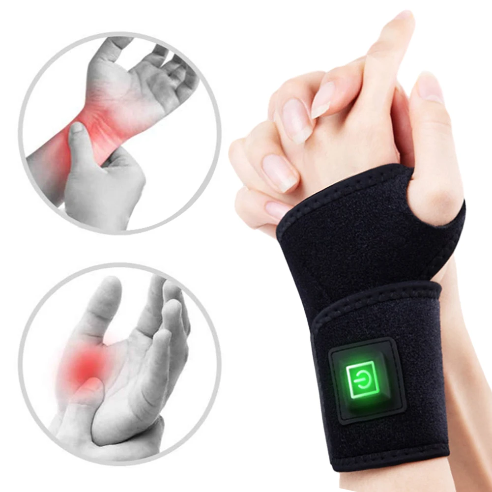 Electric Self-Heating Wrist Band Support Brace USB Heated Wrist Brace Wrap 3 Level Temperature for Injury Rheumatism Tendonitis