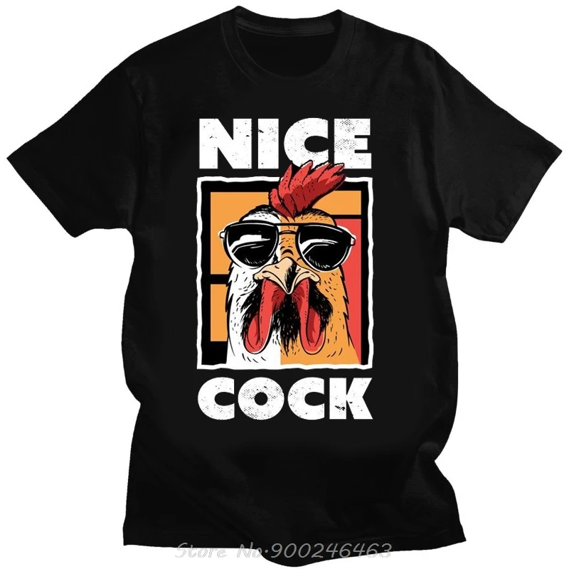 Nice Cock Cool Chicken T-shirt Funny Graphic T Shirt Casual Short Sleeve Men Clothing Tees Tops Summer Streetwear Cotton Tshirt