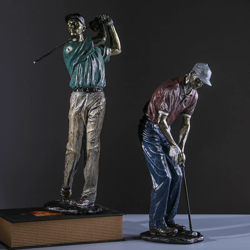 Vintage Golfer Figurines Retro Souvnir Sport Craft Ornaments Golf Athlete Resin Statue Home Office Living Room Decoration Gifts