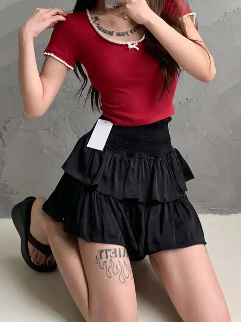 Spódniczka Tortowa Biała Puszysta Z Wysokim Stanem Dziewczęca Krótka Spódniczka Do Połowy Łydki Czarna Spódniczka Baletowa Modna Słodka Koreańska Damska Nowość 2024 55OK