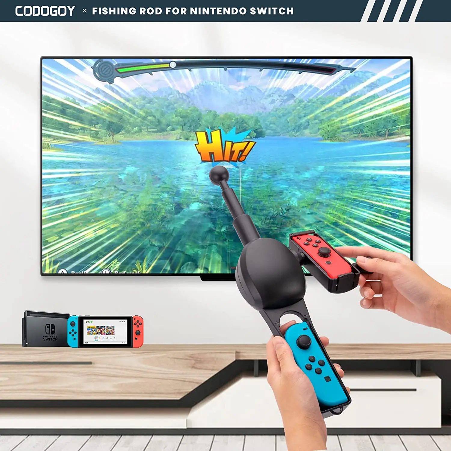 1PC Fishing Rod Hand Grip for Nintendo Switch  Fishing Game Accessories Compatible with Nintendo Switch