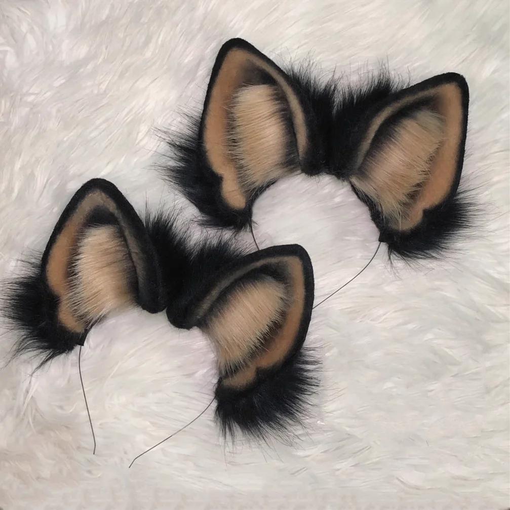 

New Cute Dog Ears German shepherd Simulated Beast Ears Handmade Halloween Accessories girl Hair Accessories Headband Hair Clips