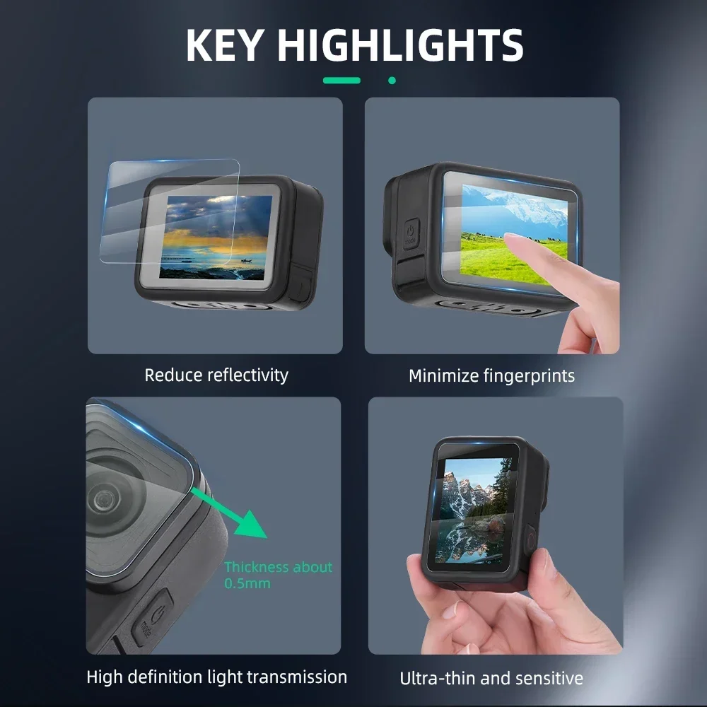 Flymile AR Антибликовая Защитная пленка для GOPRO 9/10/11/12 устойчивая к царапинам маслостойкая пленка для объектива камеры полноэкранная пленка HD