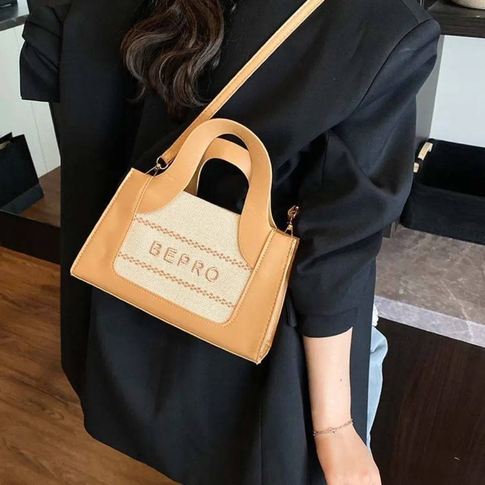 

Large Capacity PU Square Bag Anti-splash Water Lightweight Contrast Color Handbag Crossbody Pouch Dopamine Color