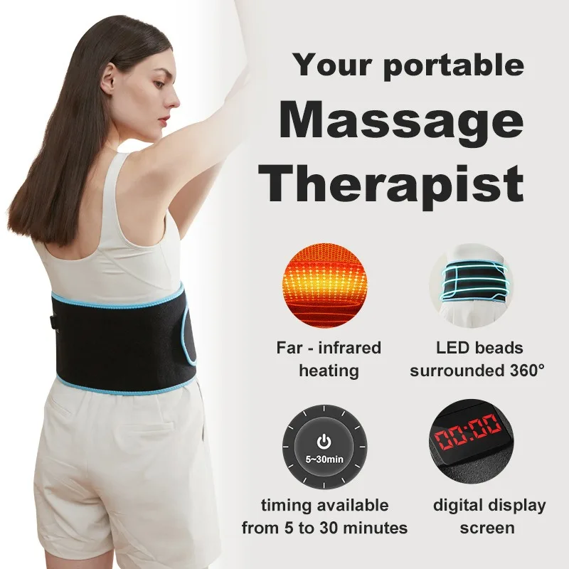 Red Light Heated Belts Massage Durable Wireless Portable Extra-long Electric Waist Belt Quiet Comfortable Vibration Massagers